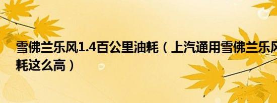 雪佛兰乐风1.4百公里油耗（上汽通用雪佛兰乐风为什么油耗这么高）