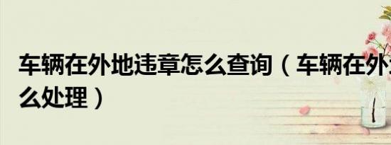车辆在外地违章怎么查询（车辆在外地违章怎么处理）