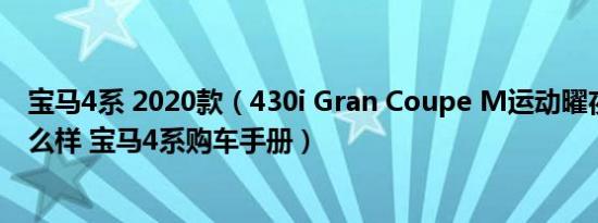 宝马4系 2020款（430i Gran Coupe M运动曜夜版空间怎么样 宝马4系购车手册）