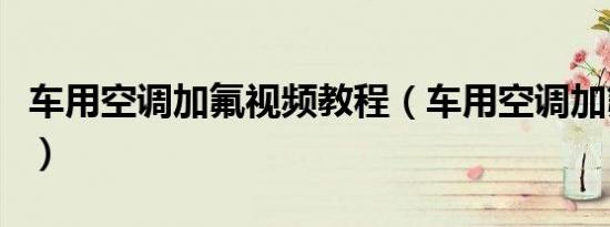 车用空调加氟视频教程（车用空调加氟多少钱）