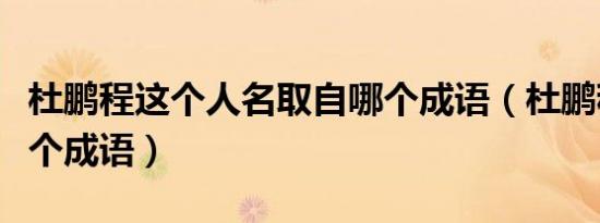 杜鹏程这个人名取自哪个成语（杜鹏程取自哪个成语）