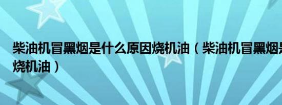 柴油机冒黑烟是什么原因烧机油（柴油机冒黑烟是什么原因烧机油）