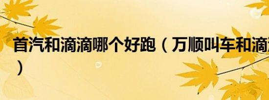首汽和滴滴哪个好跑（万顺叫车和滴滴哪个好）