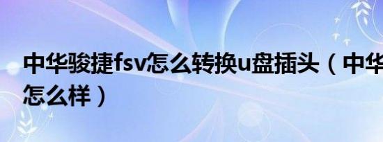 中华骏捷fsv怎么转换u盘插头（中华骏捷fsv怎么样）