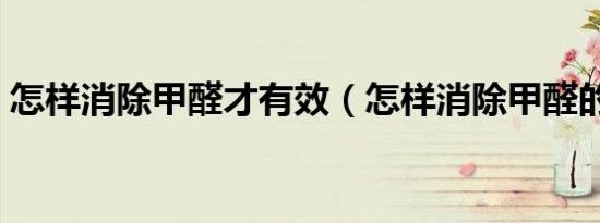 怎样消除甲醛才有效（怎样消除甲醛的危害）
