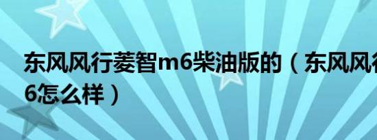 东风风行菱智m6柴油版的（东风风行菱智m6怎么样）