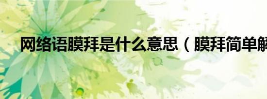 网络语膜拜是什么意思（膜拜简单解释）