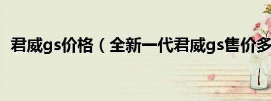 君威gs价格（全新一代君威gs售价多少钱）