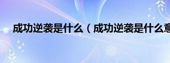 成功逆袭是什么（成功逆袭是什么意思）