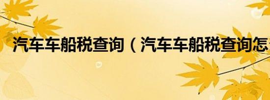 汽车车船税查询（汽车车船税查询怎么查）