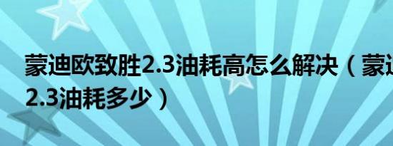 蒙迪欧致胜2.3油耗高怎么解决（蒙迪欧致胜2.3油耗多少）