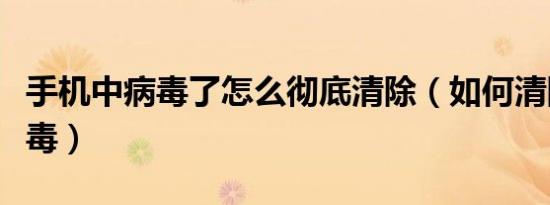 手机中病毒了怎么彻底清除（如何清除手机病毒）