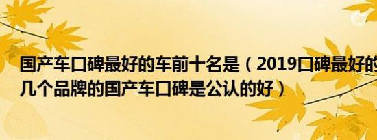 国产车口碑最好的车前十名是（2019口碑最好的国产车,这几个品牌的国产车口碑是公认的好）