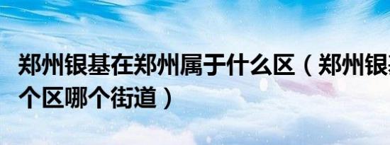 郑州银基在郑州属于什么区（郑州银基属于哪个区哪个街道）