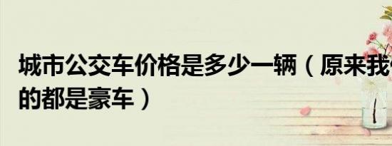 城市公交车价格是多少一辆（原来我们每天坐的都是豪车）