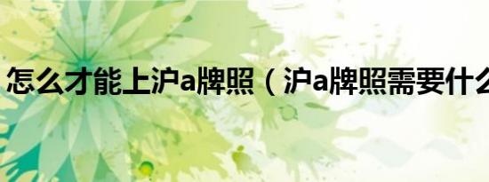 怎么才能上沪a牌照（沪a牌照需要什么条件）