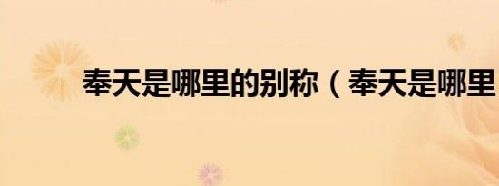 奉天是哪里的别称（奉天是哪里）