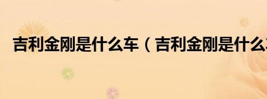 吉利金刚是什么车（吉利金刚是什么车系）