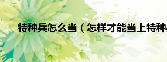 特种兵怎么当（怎样才能当上特种兵）