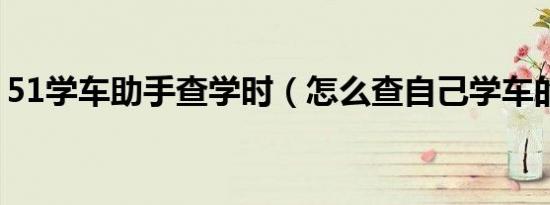 51学车助手查学时（怎么查自己学车的学时）