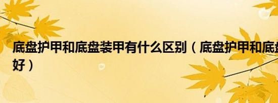底盘护甲和底盘装甲有什么区别（底盘护甲和底盘装甲哪个好）