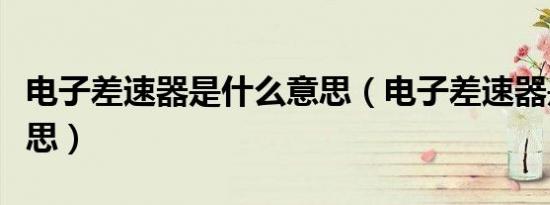 电子差速器是什么意思（电子差速器是什么意思）