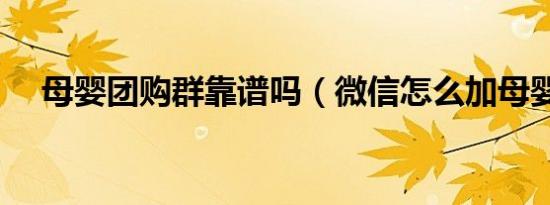 母婴团购群靠谱吗（微信怎么加母婴群）