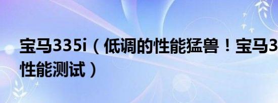 宝马335i（低调的性能猛兽！宝马335i详细性能测试）