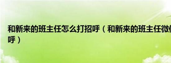 和新来的班主任怎么打招呼（和新来的班主任微信怎么打招呼）