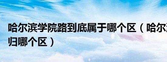 哈尔滨学院路到底属于哪个区（哈尔滨学院路归哪个区）