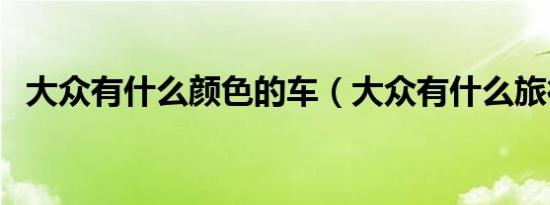 大众有什么颜色的车（大众有什么旅行车）