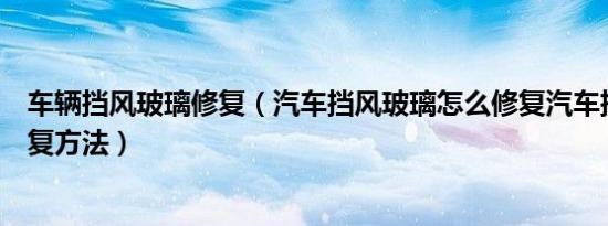 车辆挡风玻璃修复（汽车挡风玻璃怎么修复汽车挡风玻璃修复方法）