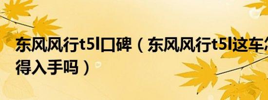 东风风行t5l口碑（东风风行t5l这车怎么样值得入手吗）