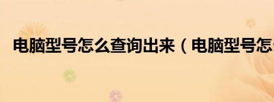 电脑型号怎么查询出来（电脑型号怎么查）