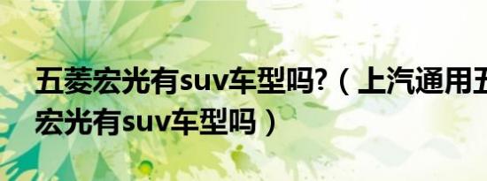 五菱宏光有suv车型吗?（上汽通用五菱五菱宏光有suv车型吗）
