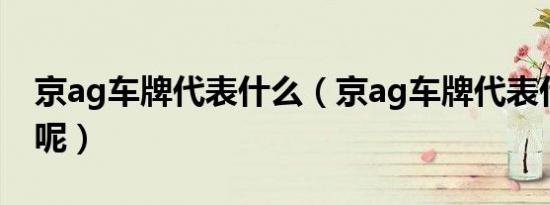 京ag车牌代表什么（京ag车牌代表什么意思呢）