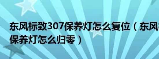 东风标致307保养灯怎么复位（东风标致307保养灯怎么归零）