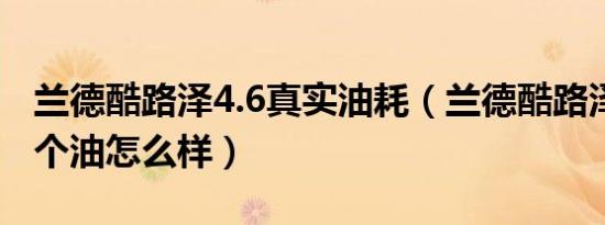 兰德酷路泽4.6真实油耗（兰德酷路泽油耗24个油怎么样）