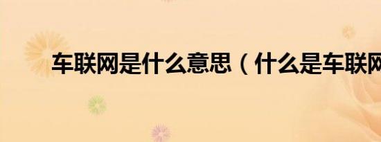 车联网是什么意思（什么是车联网）