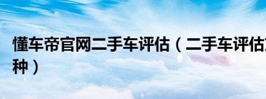 懂车帝官网二手车评估（二手车评估方法有几种）