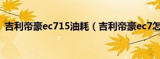 吉利帝豪ec715油耗（吉利帝豪ec7怎么样）