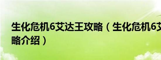 生化危机6艾达王攻略（生化危机6艾达王攻略介绍）