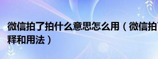 微信拍了拍什么意思怎么用（微信拍了拍的解释和用法）