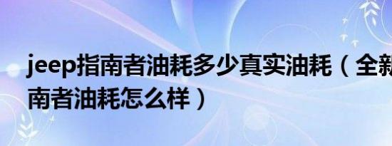 jeep指南者油耗多少真实油耗（全新jeep指南者油耗怎么样）