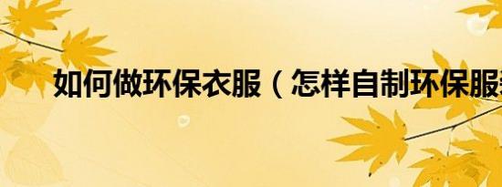 如何做环保衣服（怎样自制环保服装）