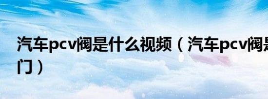 汽车pcv阀是什么视频（汽车pcv阀是什么阀门）