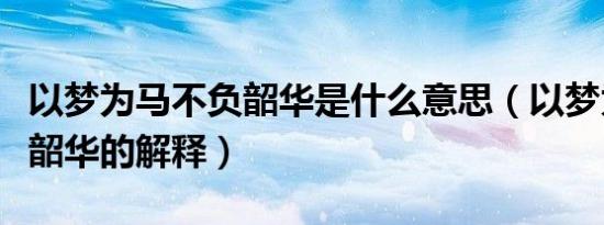 以梦为马不负韶华是什么意思（以梦为马不负韶华的解释）