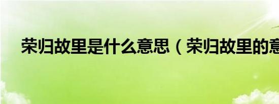 荣归故里是什么意思（荣归故里的意思）