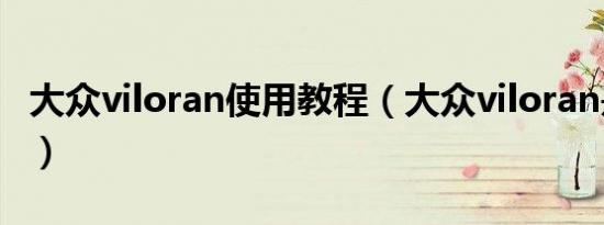 大众viloran使用教程（大众viloran是什么车）