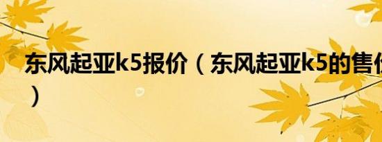 东风起亚k5报价（东风起亚k5的售价是多少）